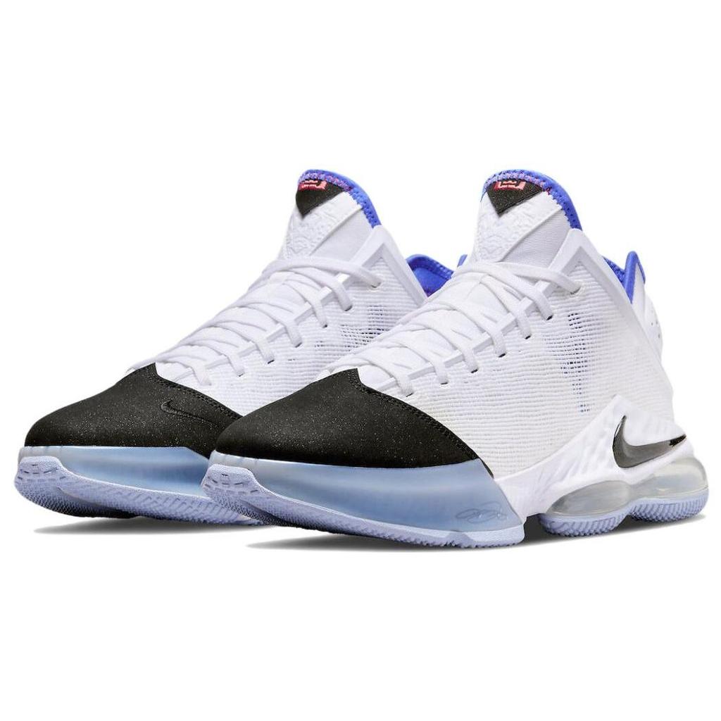 Nike LeBron 19 Low White Medium Blue Siren Red Black DH1270-100