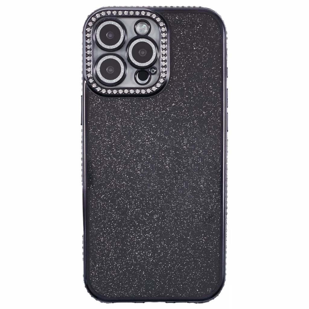 Чехол для iPhone 16 Pro Max Защита объектива камеры Прозрачная задняя крышка телефона Декор стразами с блестящей бумагой