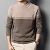 Winter Crew Neck Woolen Sweater for Men, Business Casual Bottoming, Men's Autumn Clothing, Middle-aged Striped Knitted Top