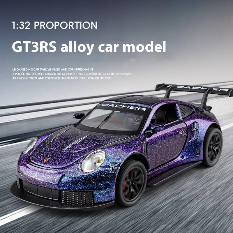 Модель легкосплавного автомобиля Porsche GT3 RS в масштабе 1/32 с инерционным механизмом в стиле ретро, игрушка мечты для любителей гонок, идеально подходит для детей и коллекционеров
