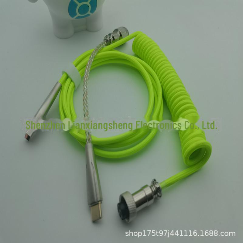 Настраиваемый светящийся металлический пружинный кабель USB-C для передачи данных для механических клавиатур