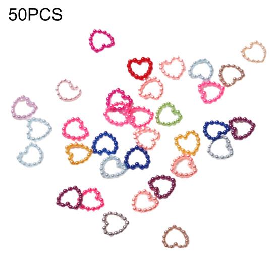 50 шт., декор для ногтей «сделай сам», невыцветающий блеск, трехмерное сердце, полый дизайн, маникюр с искусственным жемчугом, очаровательный маникюр