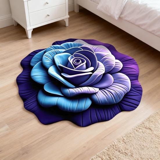 Peony Floor Mat 3D Visual Effect Floral Rug Absorbent Bathroom Mat