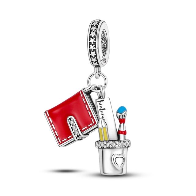 925 Sterling Silver Charms Beads Animal Hugging Pendant Dangle Fit Necklace Bracelet Gift Women Party