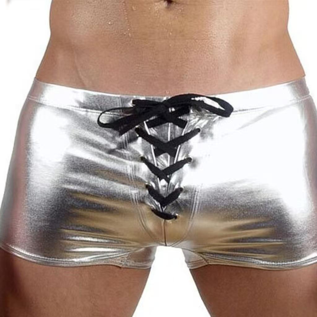 Мужские сексуальные боксеры-слипы и джокстрап из лакированной кожи больших размеров