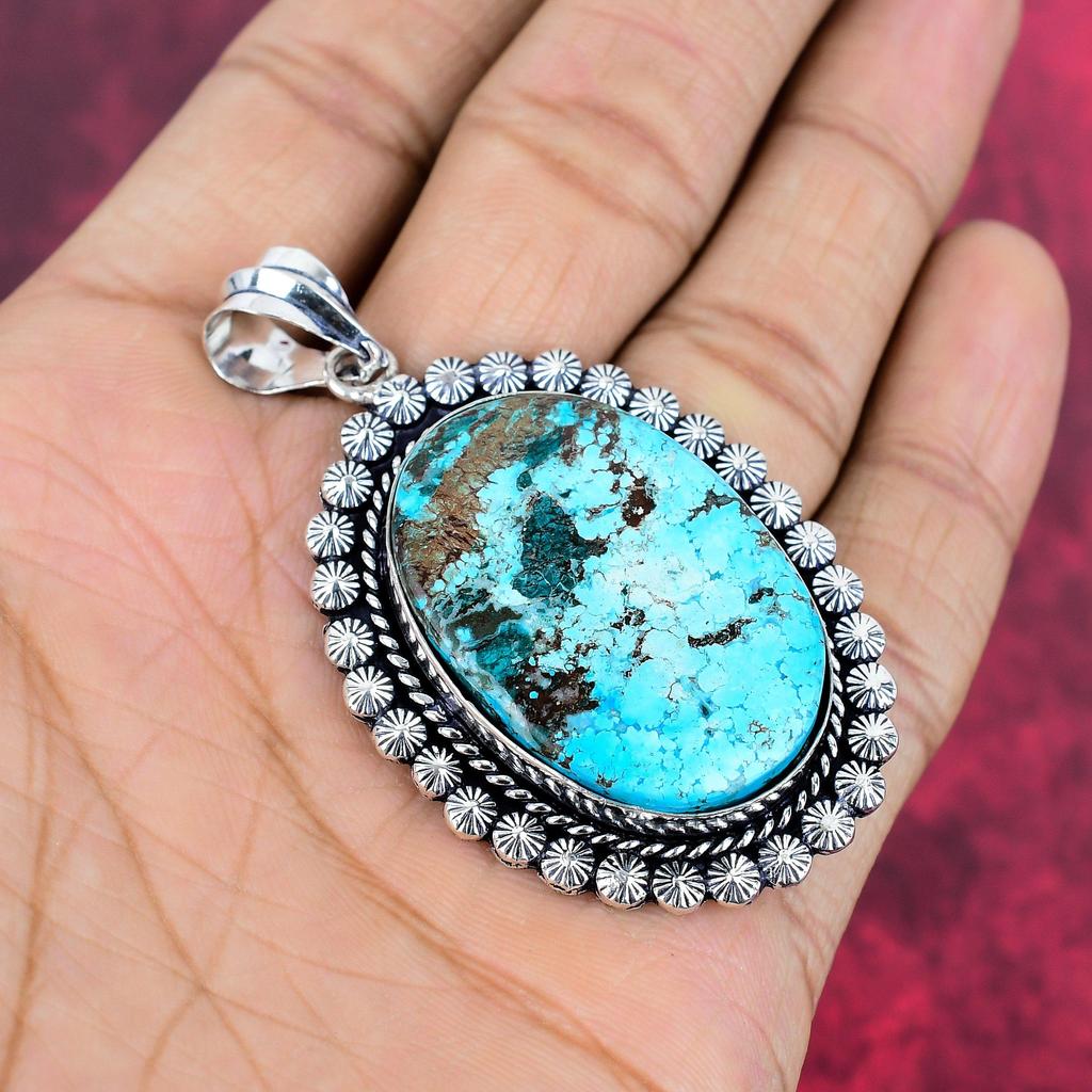 Blue Turquoise Gemstone 925 Solid Sterling Silver Jewelry, Handmade Glorious Silver Jewelry Gift For Women