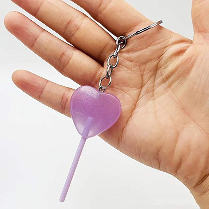 1Pc Men Women Handbag Pendants Diy Kids Jewelry Gifts Lovely Resin Love Lollipop Keychain Mini 3D Simulation Food Key Rings