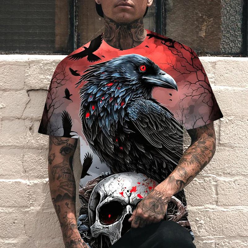 Ретро повседневная мужская футболка с 3D-принтом, рубашка с короткими рукавами и круглым вырезом, одежда для весны и лета, футболки мужские