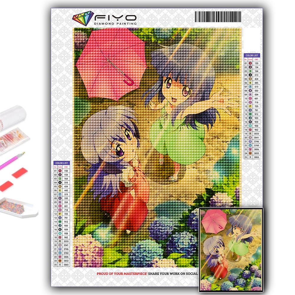 5D Алмазная картина Аниме Когда они плачут Хигураши DIY Алмазная вышивка Горный хрусталь Украшение дома