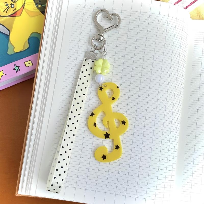 Decorative Keychain Charm Acrylic-Style Bag Charm Music Note Key Holder With Loop Strap and Playful Details for Everyday Carry