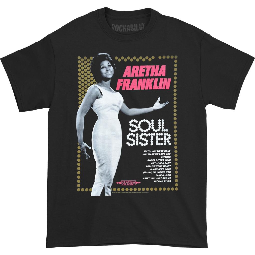 Men's Aretha Franklin Soul Sister Slim Fit T-Shirt Mens Womens Tees Top Black