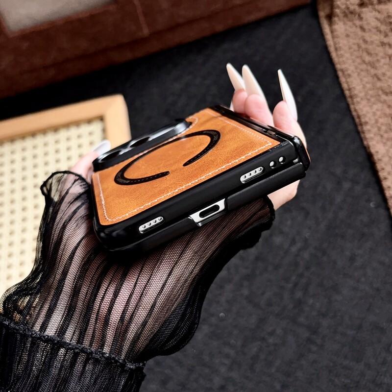 For iPhone Duo Fold Case Luxury PU leather skin-friendly Magnetic Protective Back Cover MagSafe Wireless Charging Phone Shell
