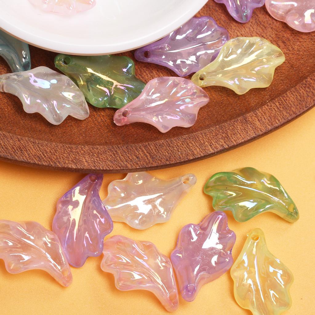 10 шт. креативные акриловые кулон с имитацией глазури и листьев, цветные бусины с УФ-покрытием, браслет «сделай сам», изготовление ювелирных изделий