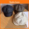 Letter Pu Material Curved Brim Octagonal Cap Cold Season Accessories Fashion