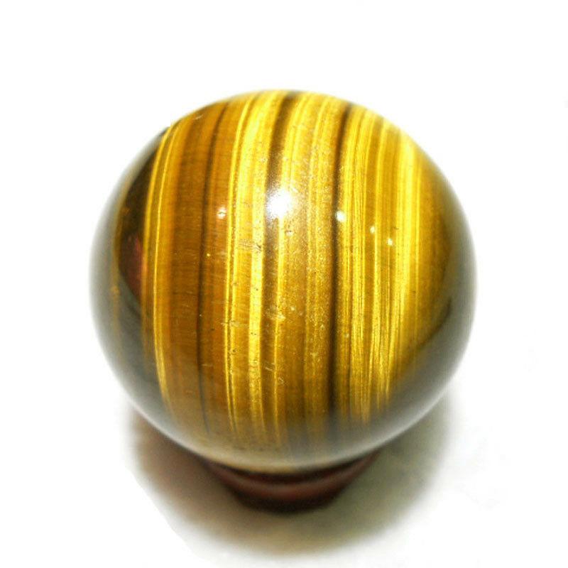 Premium Natural Tiger Eye Quartz Crystal Sphere 2040mm In Dark Yellow Color