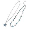 Elegant Blue Crystal Butterfly Necklace Handmade Neckchain Adjustable Length Clavicle Chain Accessory for Everyday Wear