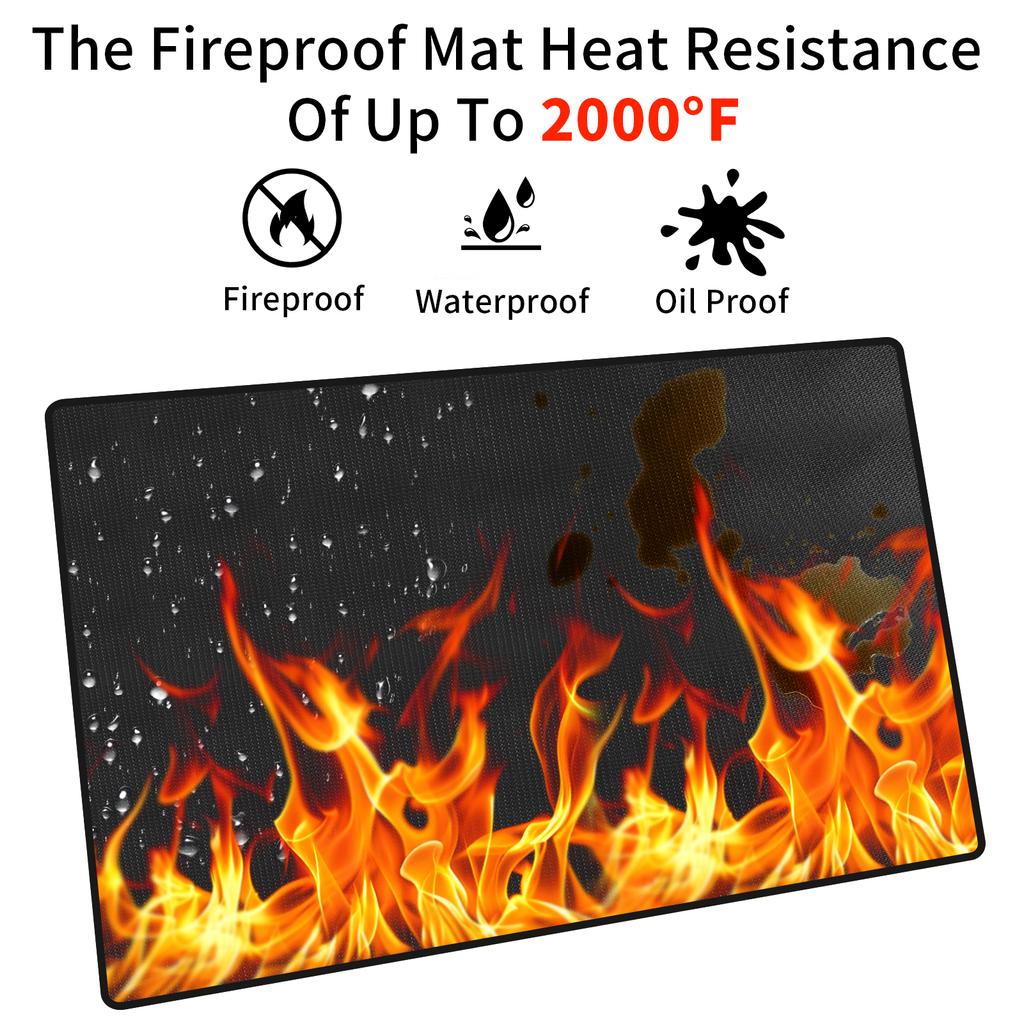 Large Fire Blanket Double-Sided Fireproof Grill Pad Under Grill Mat Grill Fireplace Fire Mat Oil-Proof Waterproof BBQ Protector