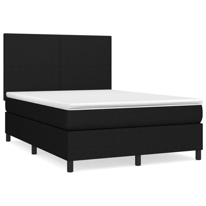 Maison Exclusive - Sommier à lattes de lit avec matelas Noir 140x190 cm Tissu
