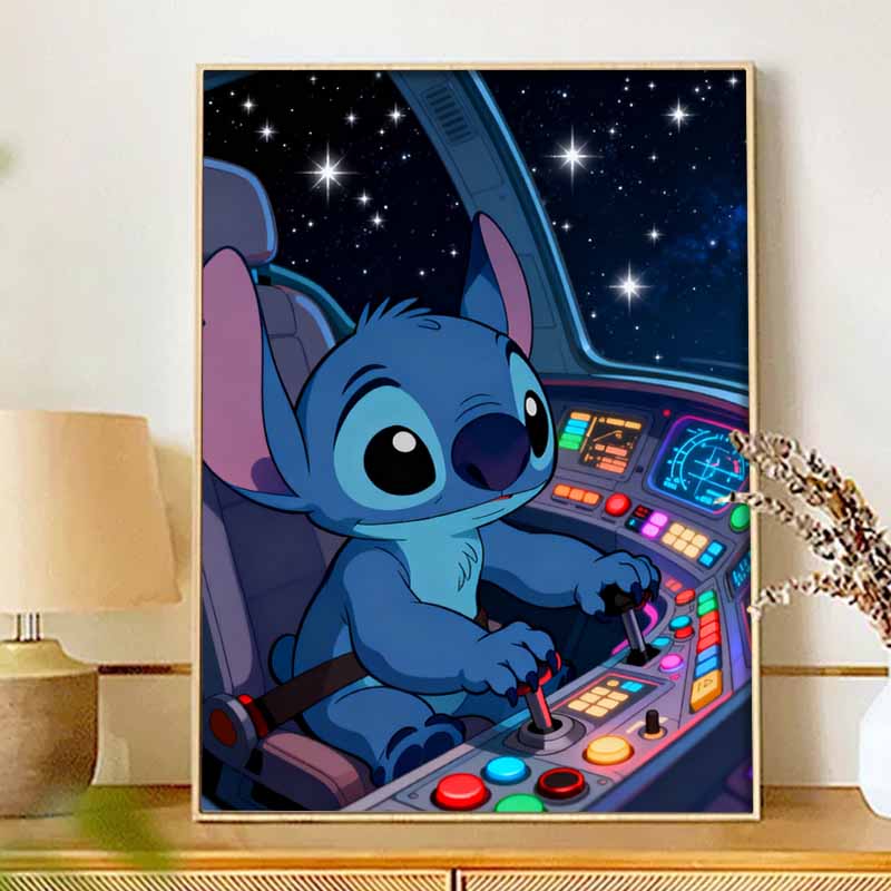 Disney diamond art painting kit diamond Stitch in spaceship handmade diy gifts, wall art crafts, home room decoration
