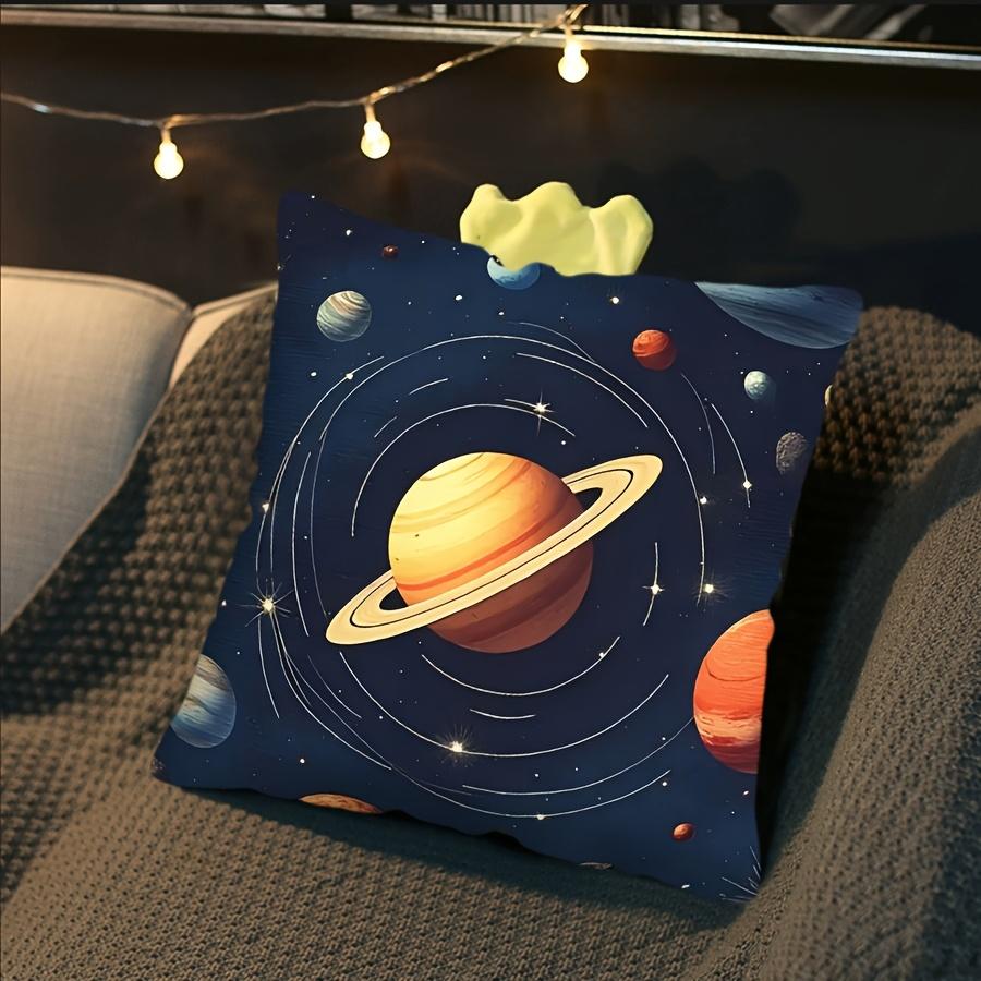 Galaxy-Inspired Throw Pillow Cover - 17.7x17.7 Inch, Polyester, Machine Washable, Zip Closure, Contemporary Style, 1pc