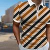 Мужская рубашка поло повседневная на молнии с коротким рукавом модная повседневная на молнии лето весна стандартный крой гипотенузная линия 3D принт рубашка