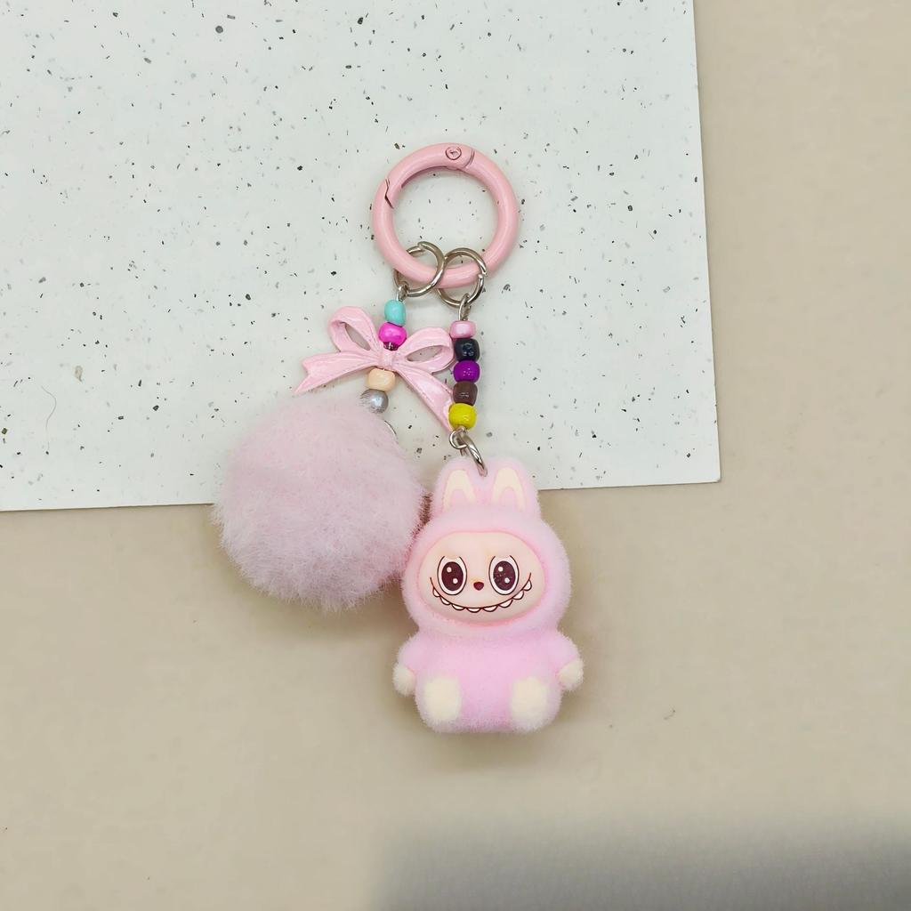 Three-dimensional Flocking Keychain Pendant Cute Bag Accessories Doll Cartoon Ornament