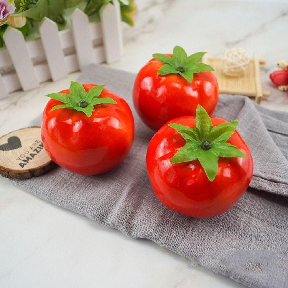 Kid Toy Gift Mini Artificial Foam Tomato Ornament Cute Lifelike Simulation Tomato Handicrafts Fake Vegetables Home Kitchen Decor