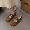 Vintage Mary Jane Two Wear Matte Leather Flat-bottomed Beanie Shoes for Women's 2025 Spring and Summer New Shallow Mouth Versatile