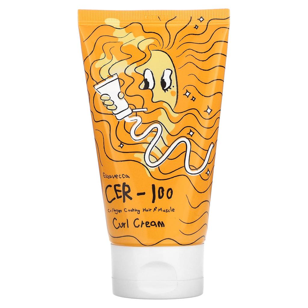 Elizavecca Cer-100, коллагеновое покрытие для волос A+ Muscle, крем для вьющихся волос, 4,06 жидких унций (120 мл)