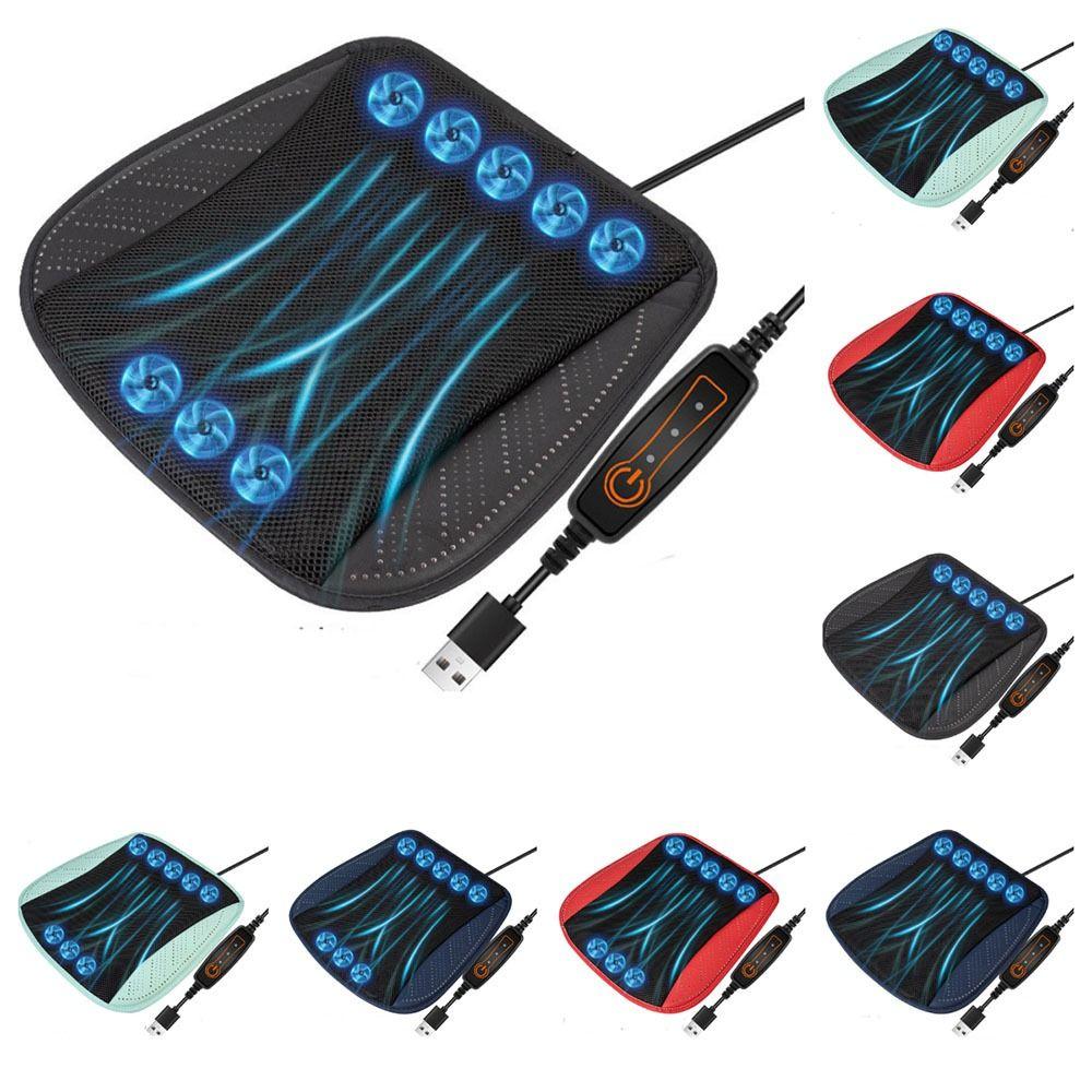with 8/5 USB Fans Car Ice Silk Seat Cushion Fast Blowing Car Seat Cooling Pad Office Chairs
