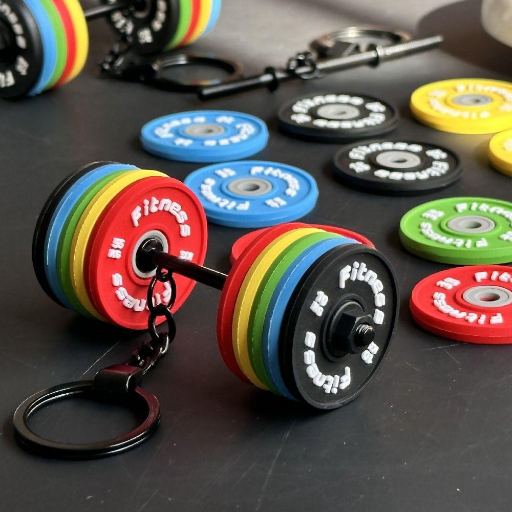 Barbell Sheet Dumbbell Keychain PVC Bag Pendant Unique Gym Feedback Gift Girl