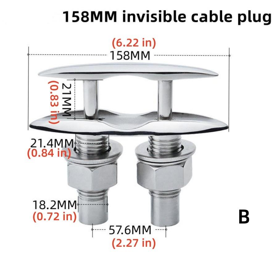 316 Stainless Steel Double Invisible Lifting Cable Bolt Bollard Rope Guide Yacht Hardware Accessories Bollard Cable Bolt