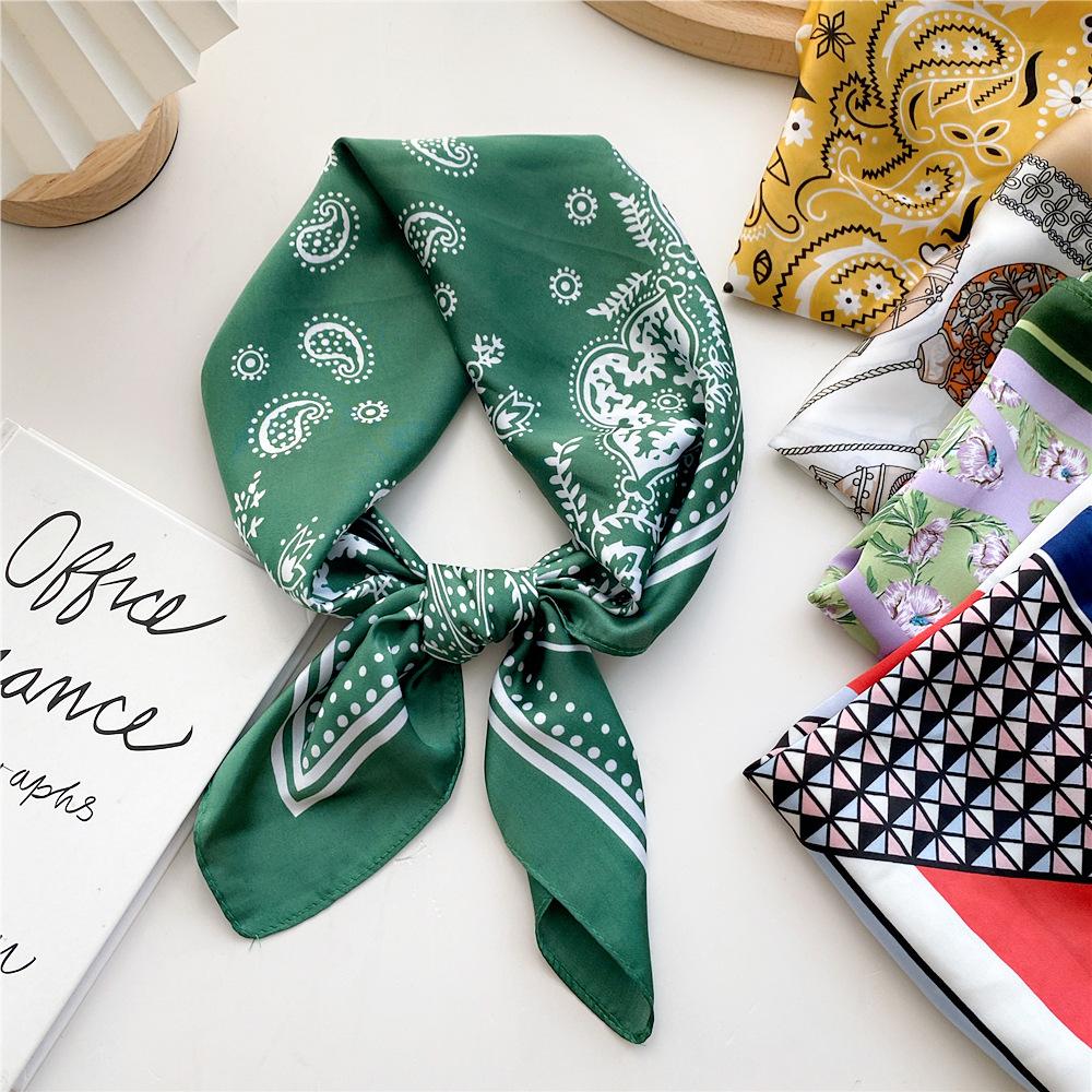 Cotton And Linen Small Square Scarf Silk Scarf Women'S Spring And Autumn New Style Artistic And Versatile Fashionable Temperament Headband Scarf