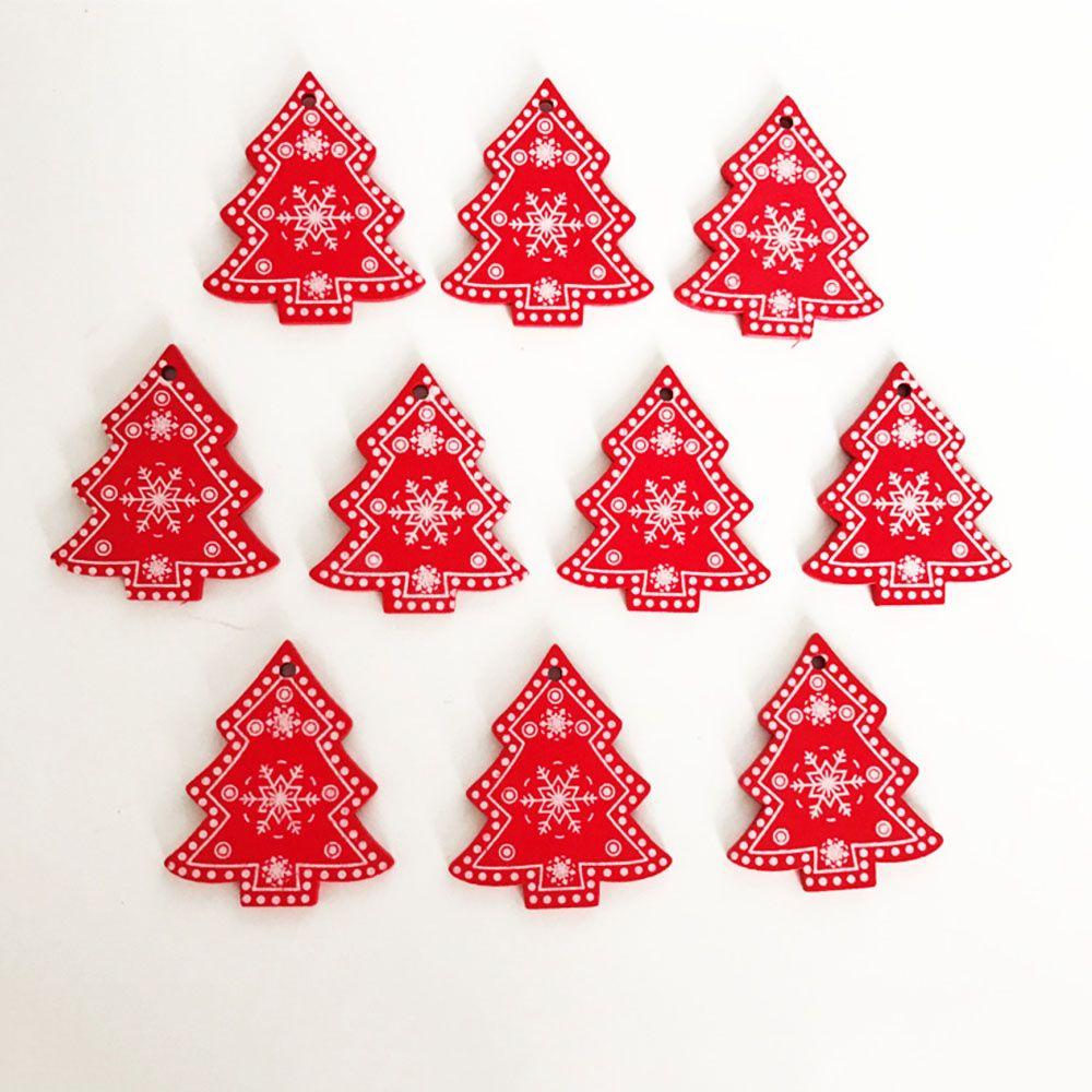10pcs/set Festival Embellishment Decor Star Christmas Tree Ornament Party Supplies Wooden Tag