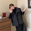 Осенне-зимняя женская однотонная короткая свободная утепленная студенческая жилетка без рукавов с воротником-стойкой, женская куртка
