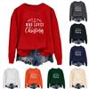 Women's Casual Loose Solid Color Christmas Letter Printed Round Neck Long Sleeved Sweatshirt
