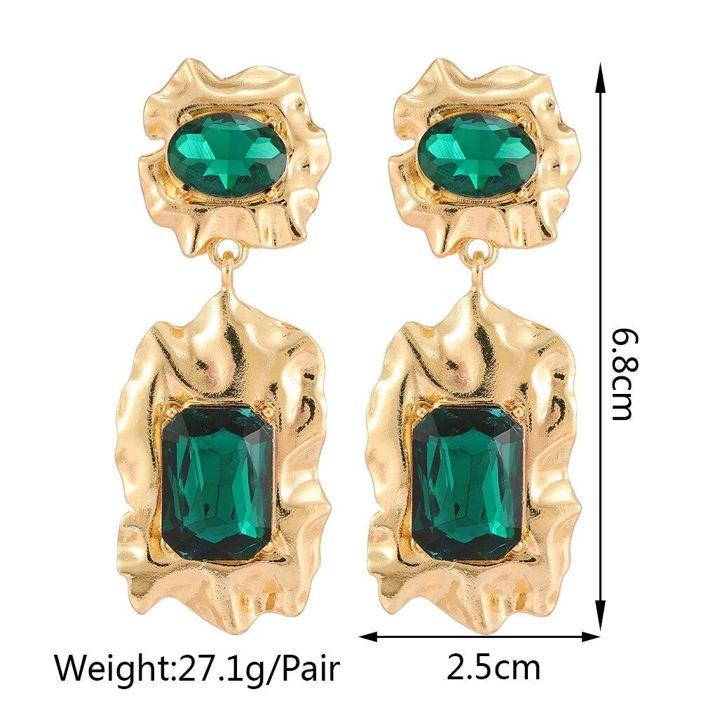 Модные глянцевые металлические инкрустации, блестящее стекло, очаровательный декор, большие висячие серьги для женщин, роскошный дизайн, ювелирные аксессуары для свадебной вечеринки