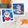 Full Drill Diamond Painting Kit with Frame Bright Color Sparkling Cartoon Astronaut DIY Colorful Diamond Painting Art Crafts