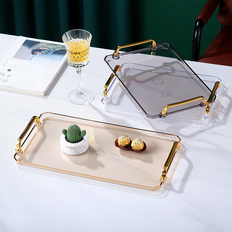 Пластиковый поднос для хранения продуктов Подносы для десерта и чая Тарелки для завтрака Хлебные тарелки Прямоугольные косметические тарелки Кухонные принадлежности