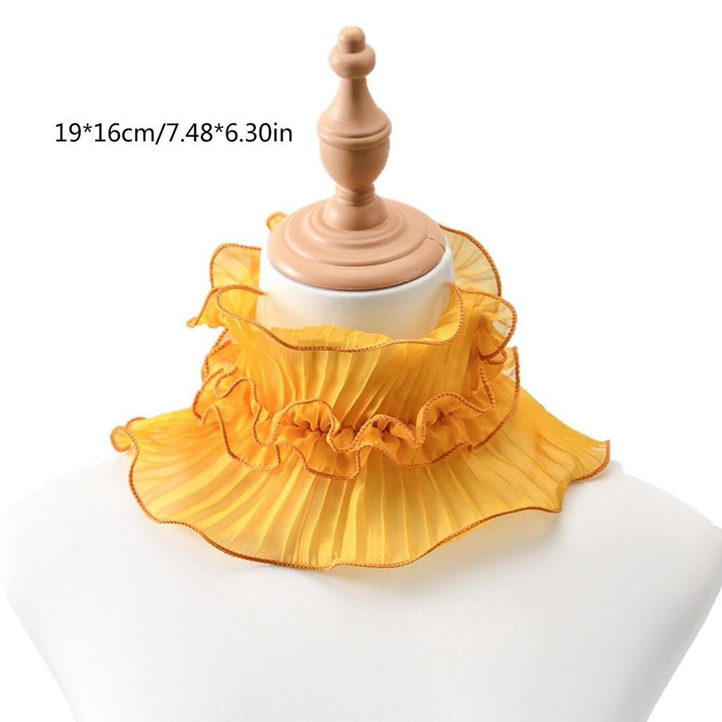 Spring Summer Floral Lace Trim Polyester Neck Scarf Versatile Women's Shirt Collar Design with Ruffled Edge for Stylish