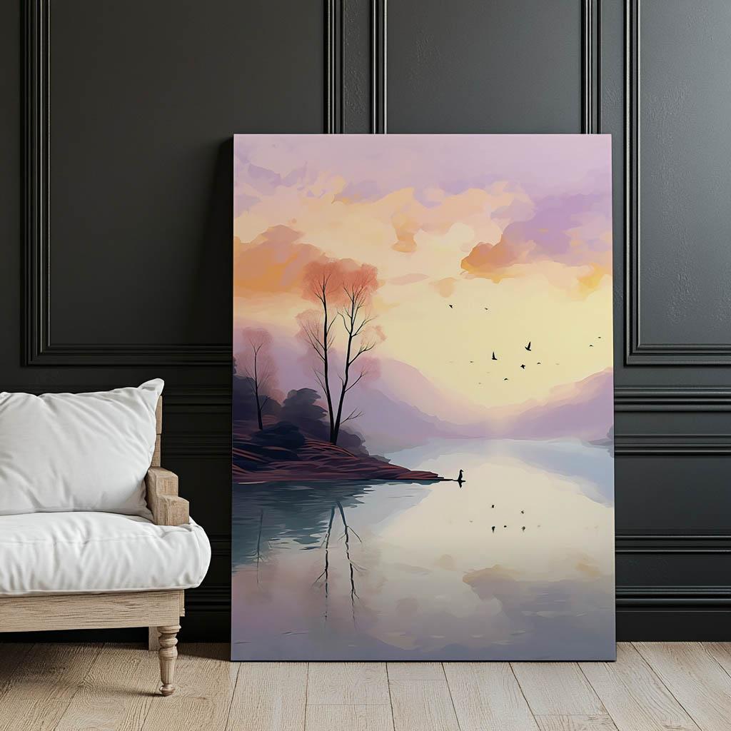 Pastelowy Krajobraz Pastelowy Krajobraz, 50X70 Cm, Rama Aluminiowa Czarna, Papier Matowy 230 Gsm