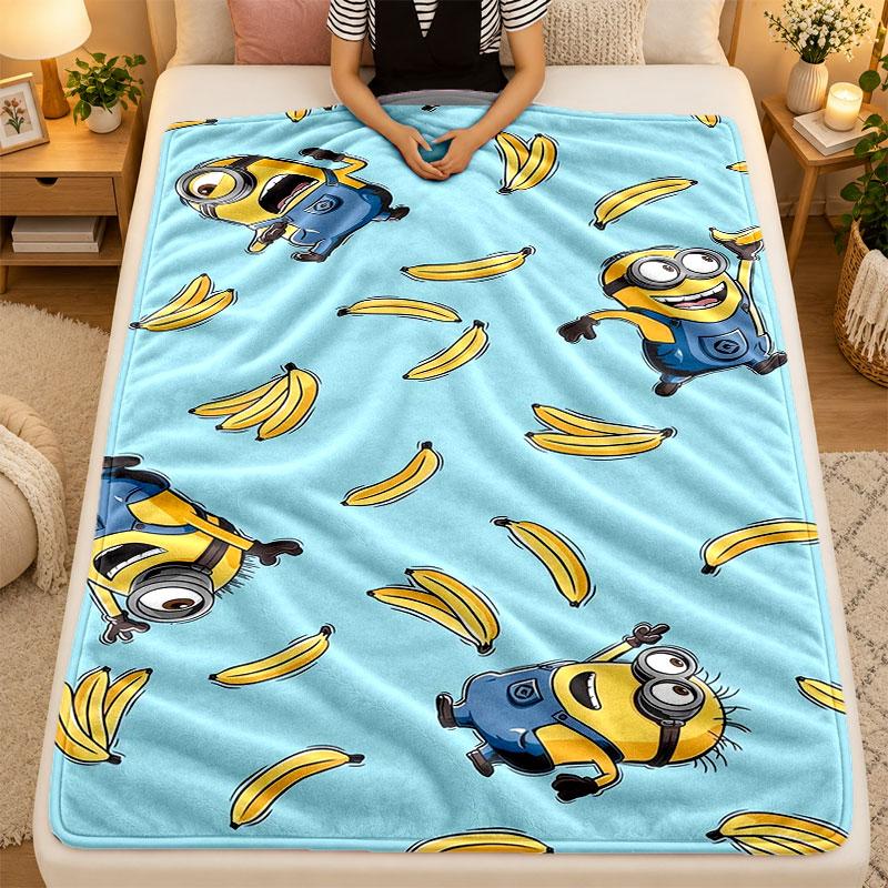 Flannel BlanketMinions Warm Soft Throw Blanket for Indoor Sofa Bed Living Room Use