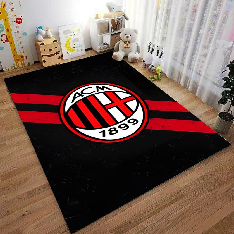 "AC Milan Logo Carpet with Red Stripes, Stylish Black Background Rug" Suitable for use as an anti-slip for living room bedroom sofas