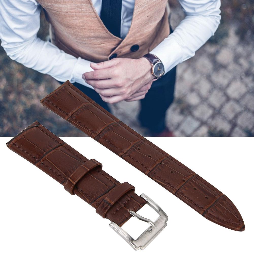 Универсальный мужской женский регулируемый ремешок для часов из искусственной кожи сменный 20 мм коричневый