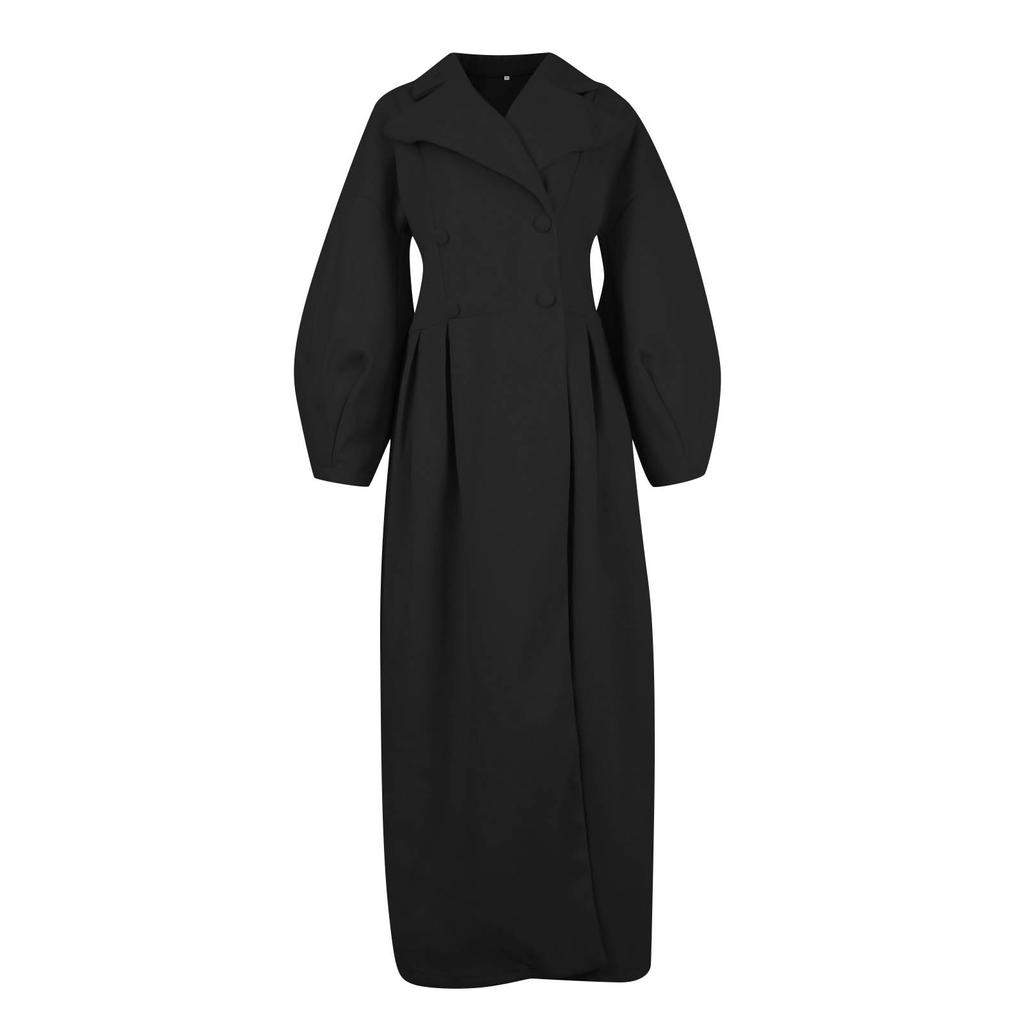 Женская мода в стиле ретро с рукавами и большими лацканами, шерстяное пальто, длинное пальто