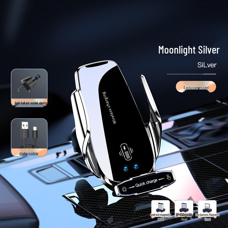 2025 Black Automatic Car Phone Mount & Wireless Charger with Apple Navigation