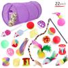 22Pcs Cat Toys Kitten Assortments Tunnel Feather Teaser Mice Ball Bell Set
