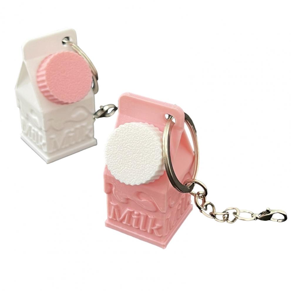 Humorous Medical Needs Keychain Mini Milk Carton Keychain Pendant for Pills Storage Portable Container for Backpack Handbag Cute