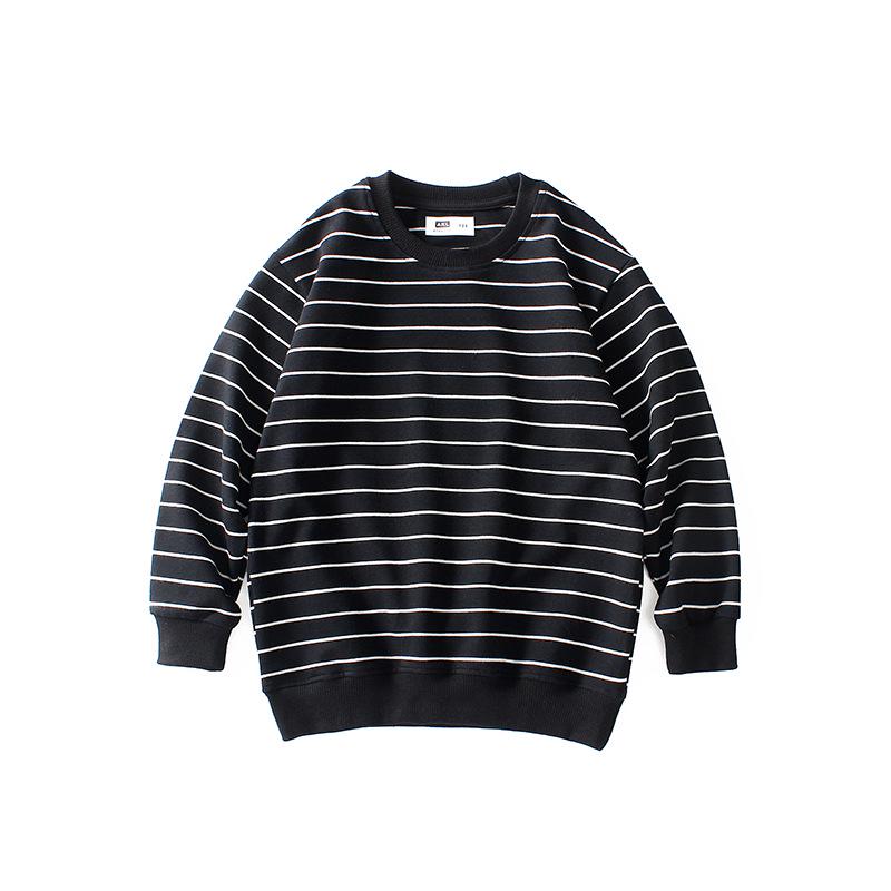 2024 Осень Корейские Детские Полосатые Махровые Толстовки Для Мальчиков
