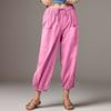 Женские модные однотонные хлопковые льняные повседневные брюки с эластичной резинкой на талии и карманами